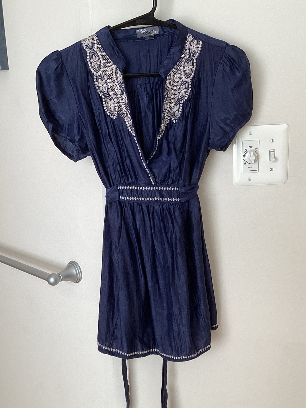 Poetry Navy Embroidered V-Neck Tunic